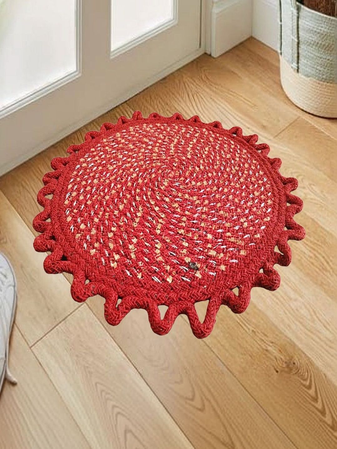 vstucart Red Spiral Reversible Round Doormat-image-9
