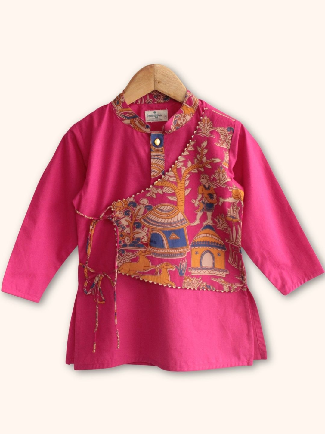 Peekaaboo Kids Boys Ethnic Motifs Printed Angrakha Pure Cotton Kurta with Dhoti Pants-image-15
