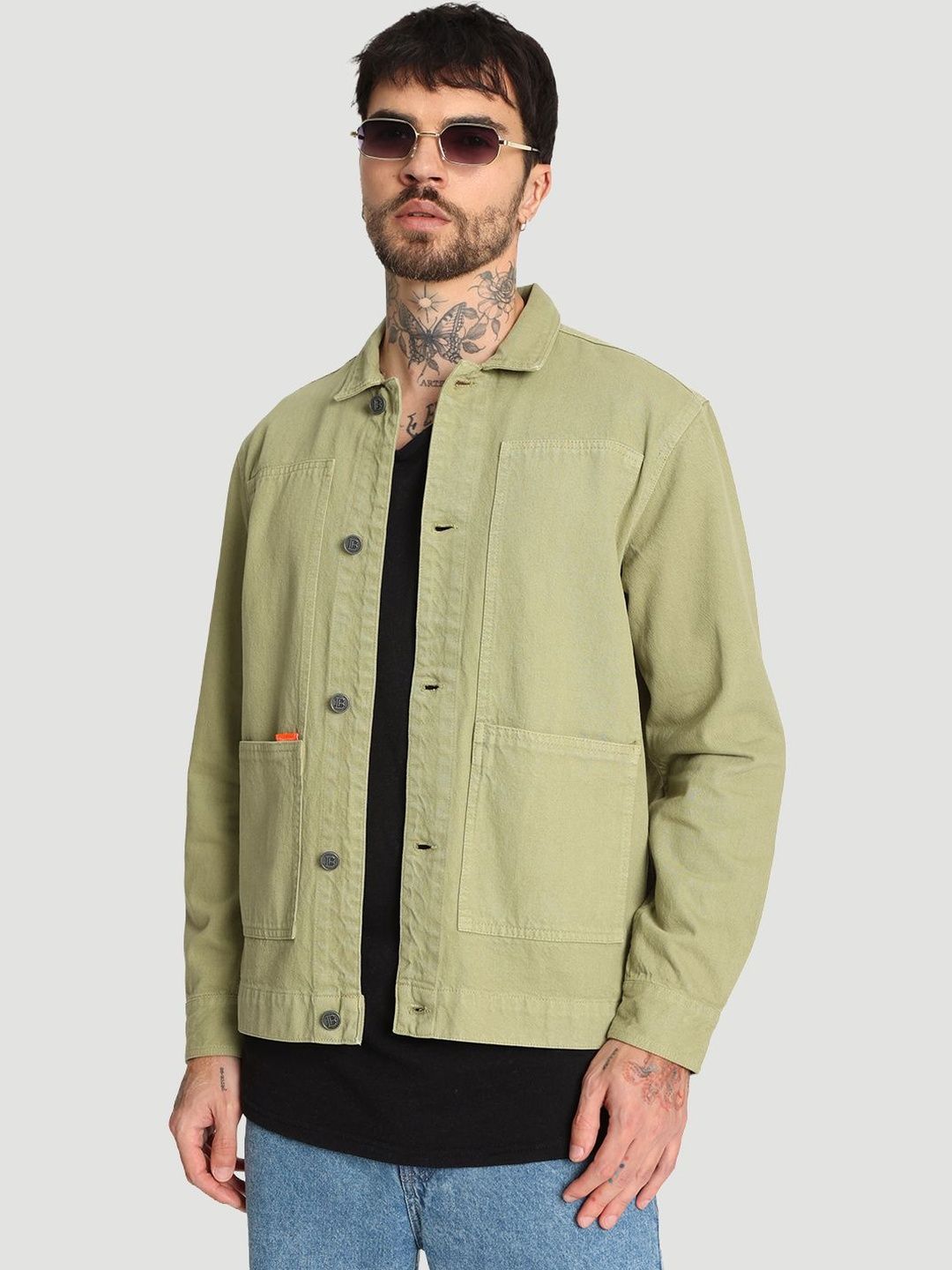 Bene Kleed Men Relaxed Fit Denim Cotton Jacket-image-41