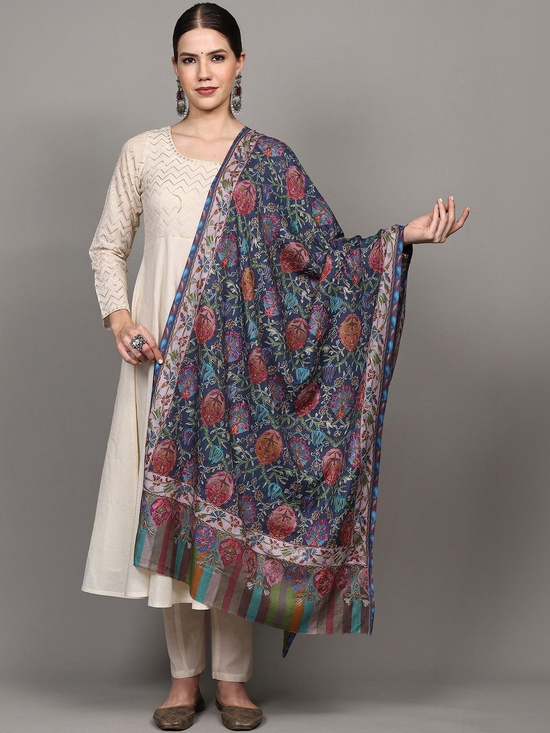 Exotic India Floral Embroidered Shawl-picture-20
