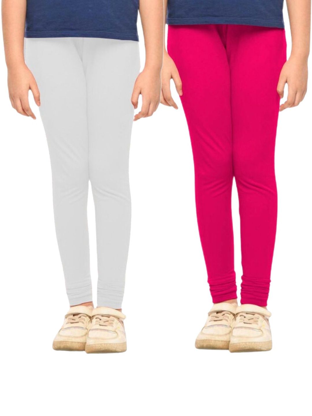 YK Girls Pack of 2 Cotton Churidar Length Leggings-picture-29