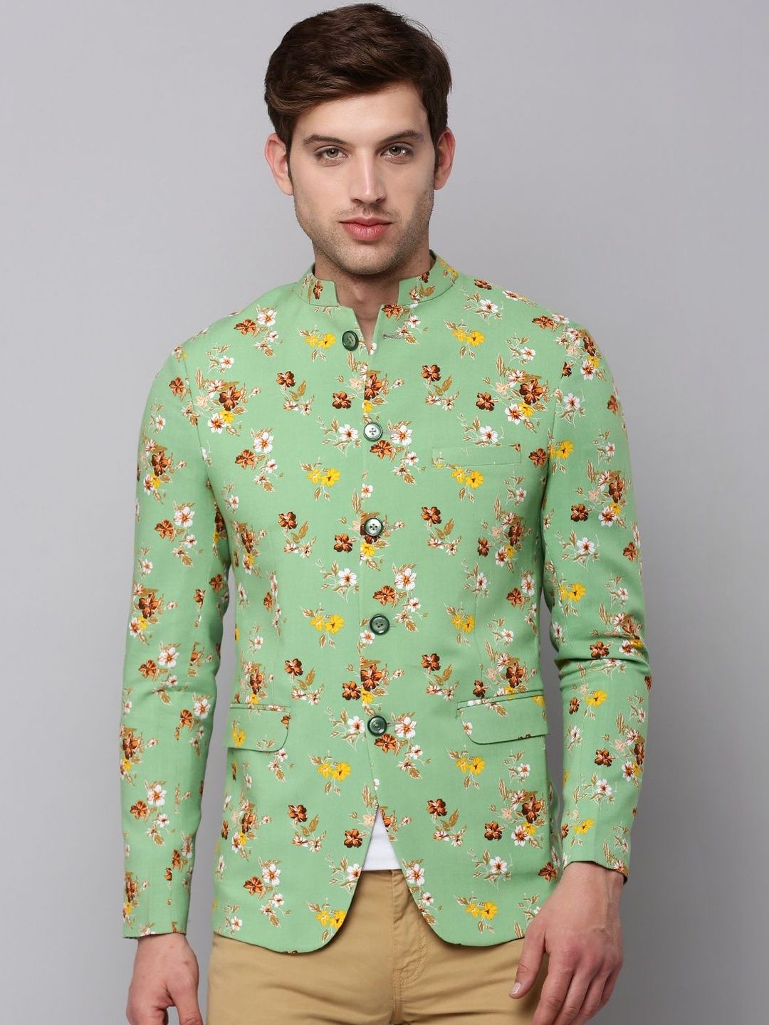 SHOWOFFFF Printed Mandarin Collar Long Sleeves Blazers-image-40