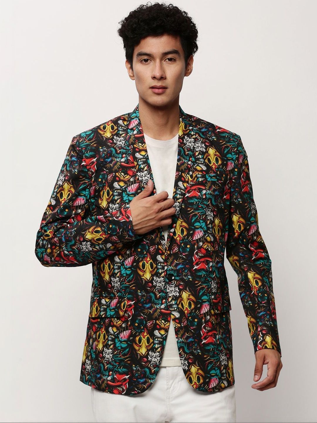 SHOWOFFFF Printed Slim Fit Single-Breasted Blazer-picture-33