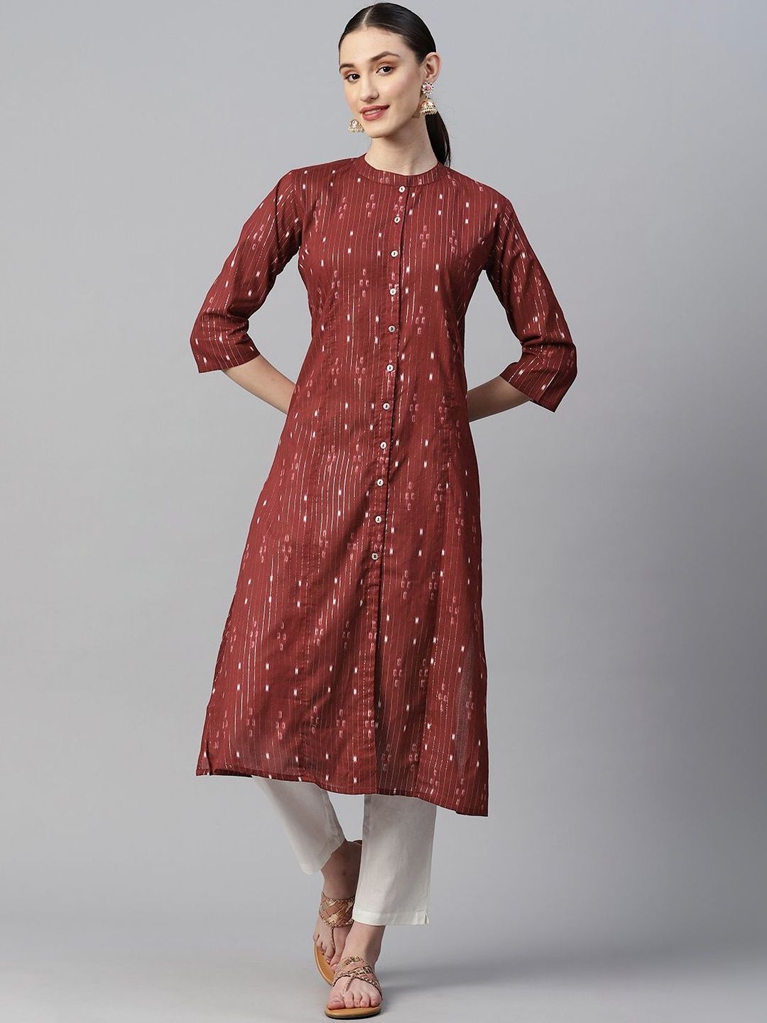 Indibelle Women Geometric Sequinned Kurta-picture-16