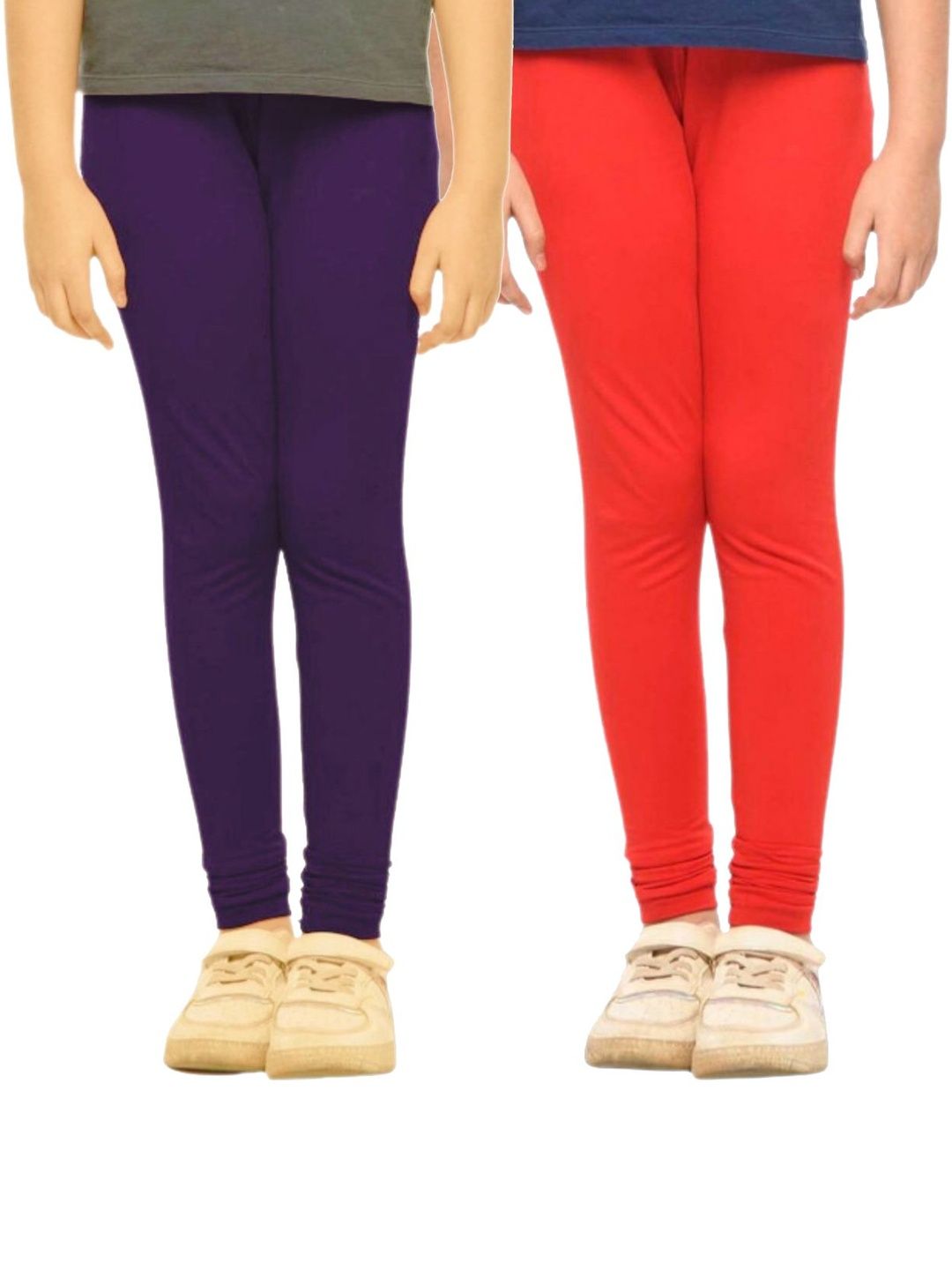 YK Girls Pack of 2 Cotton Churidar Length Leggings-image-26