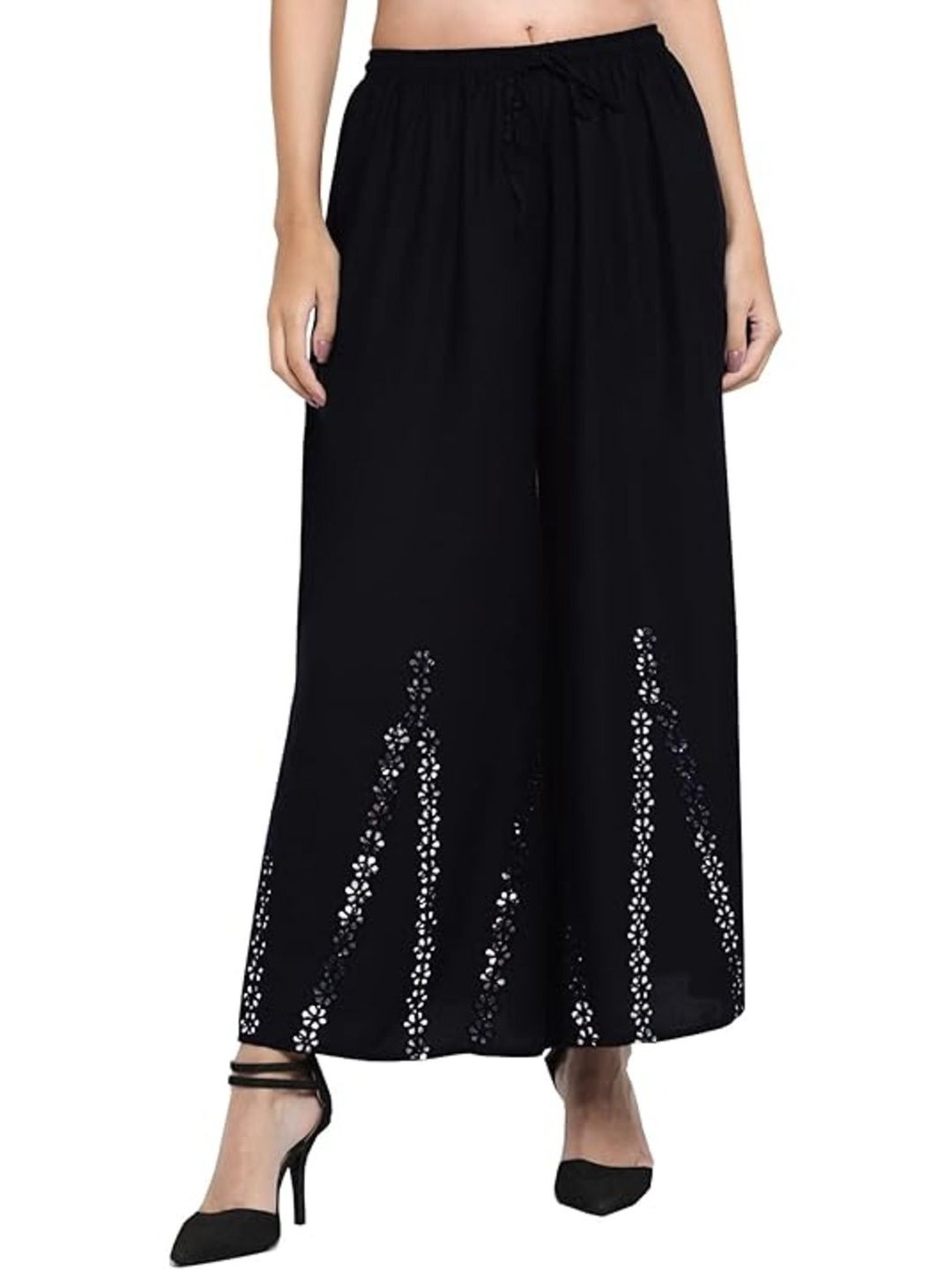 ERUDITE CLUB Women Embellished Mirror Work Wide Leg Ethnic Palazzos-picture-56