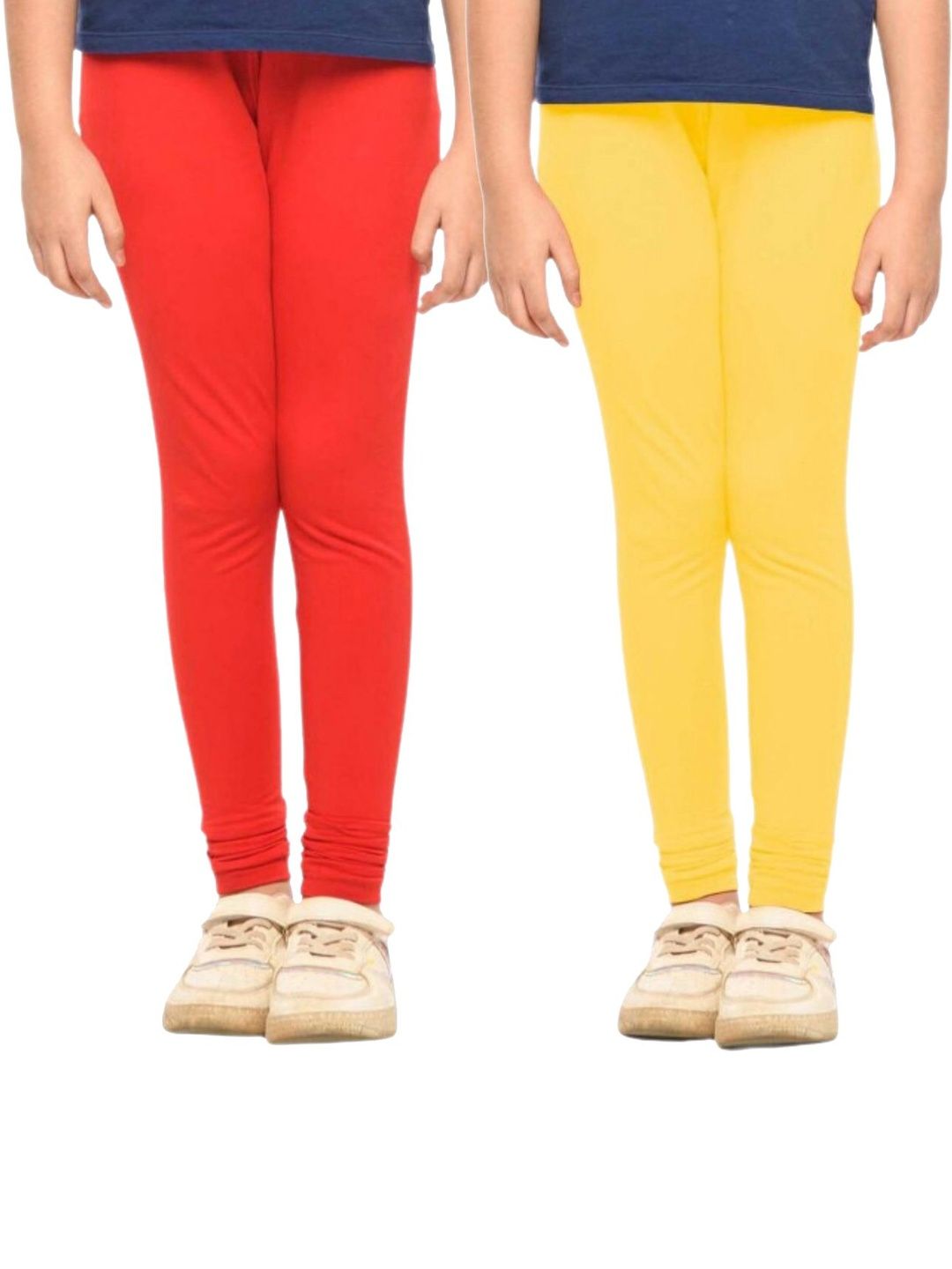 YK Girls Pack Of 2 Cotton Mid-Rise Churidar Length Leggings-picture-53