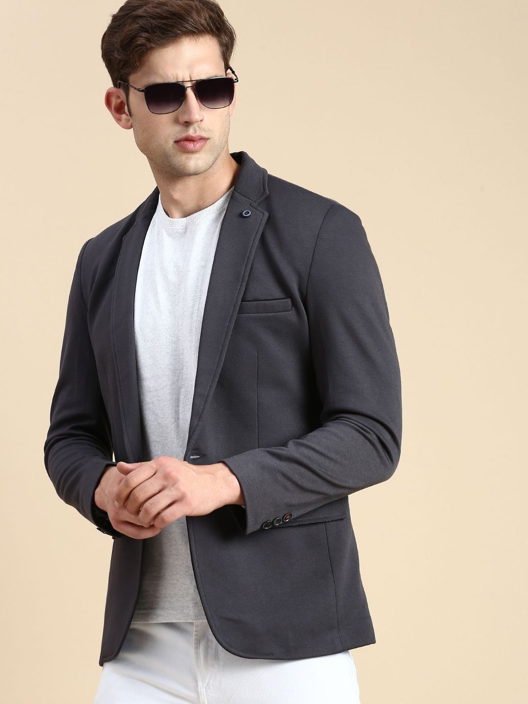 SHOWOFFFF Slim-Fit Notched Lapel Long Sleeves Single-Breasted Blazers-picture-33