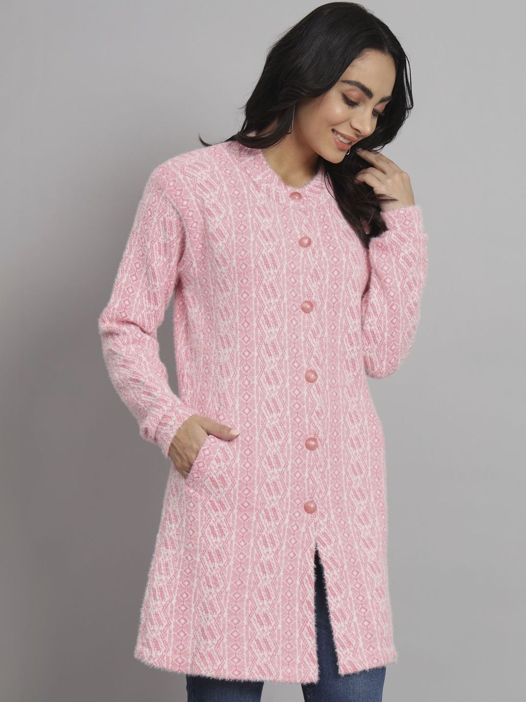 eKools Self Design Woollen Longline Cardigan-picture-49