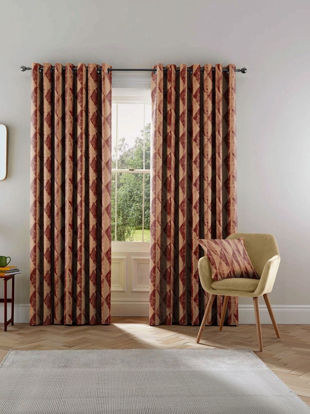 Nefertiti Home Maroon Set of 2 Black Out Long Door Curtain-image-29
