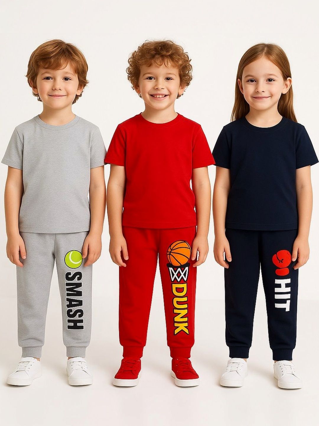 Kaff Kids Pack Of 3 Typo-Printed Mid-Rise Joggers