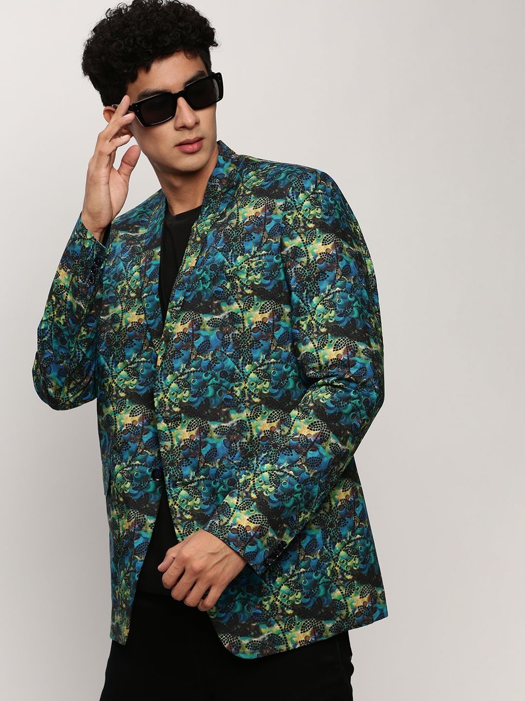 SHOWOFFFF Printed Slim-Fit Notched Lapel Long Sleeves Single-Breasted Blazers-picture-27