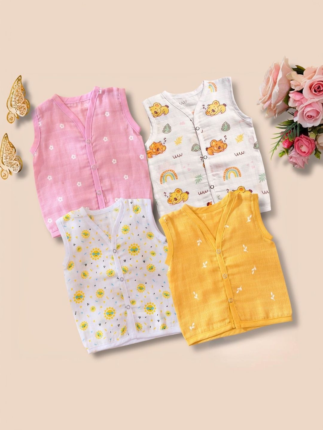 Little Dreams Grow with Style Infants Kids Assorted Cotton Jhabla Vest-image-10