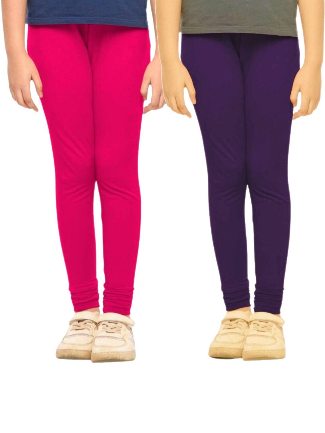 YK Girls Pack of 2 Cotton Churidar Length Leggings-picture-46