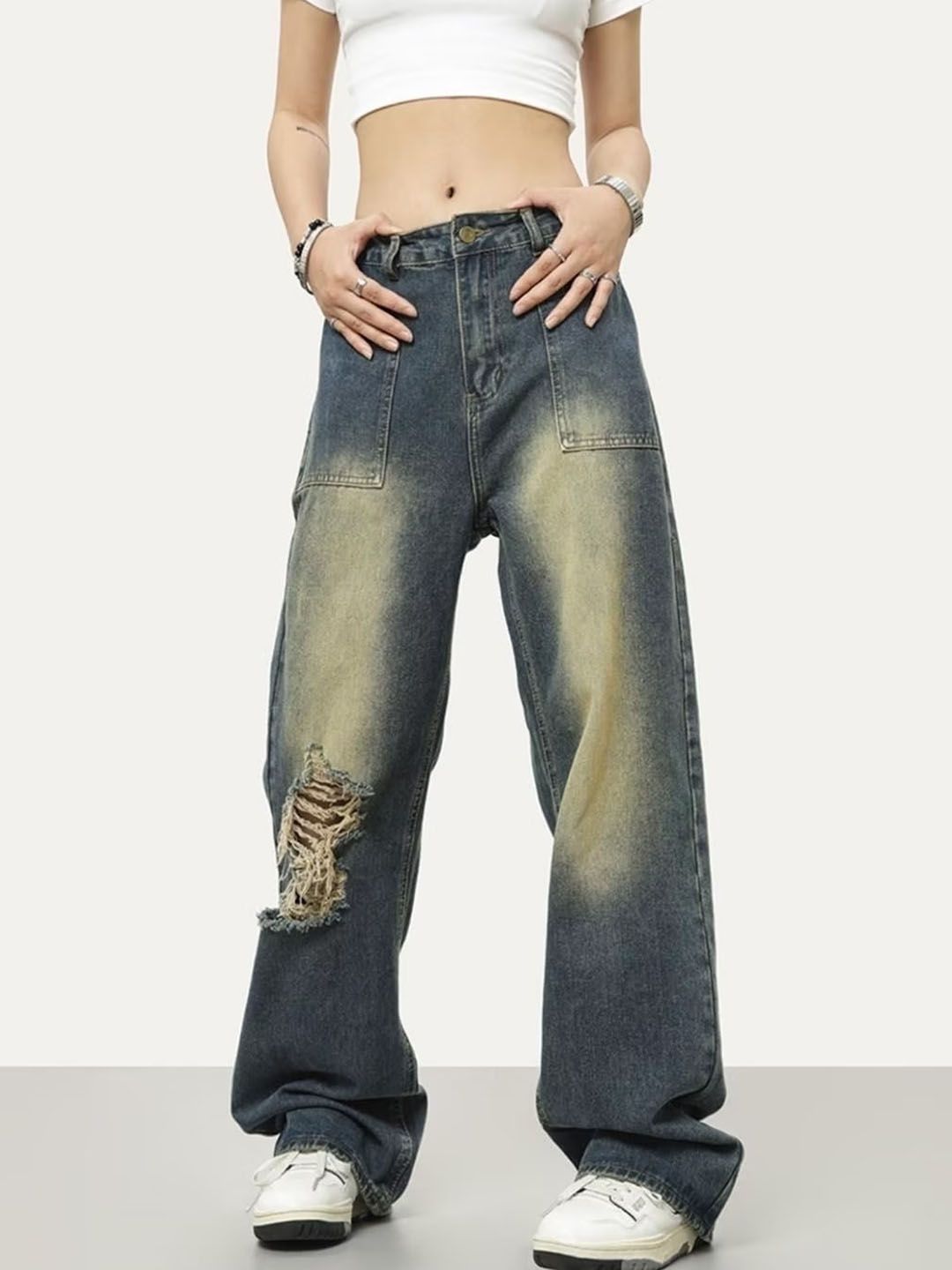 StyleCast Women Regular Fit Mid-Rise Medium Shade Distressed Jeans-picture-16