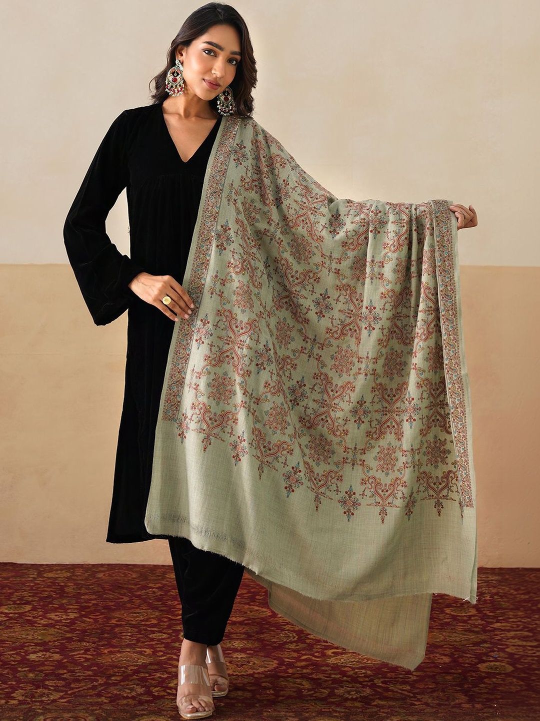 INCHING INDIA Women Ethnic Motifs Embroidered Shawl-image-18