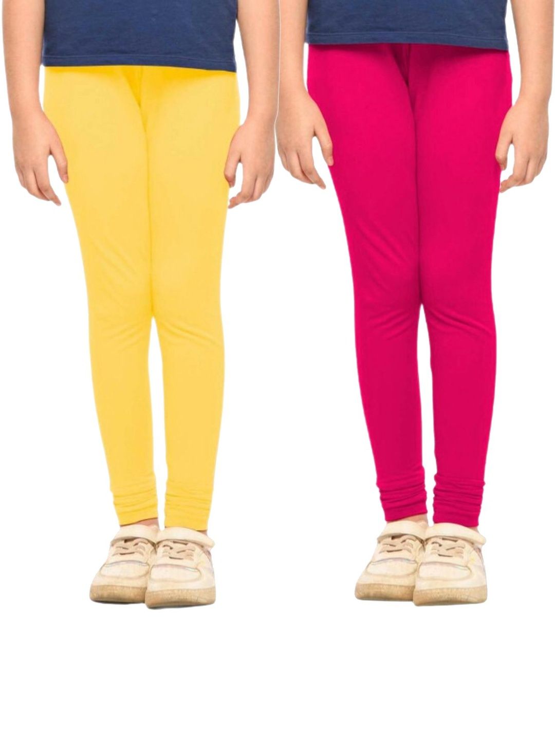 YK Girls Pack Of 2 Cotton Mid-Rise Churidar Length Leggings-picture-35