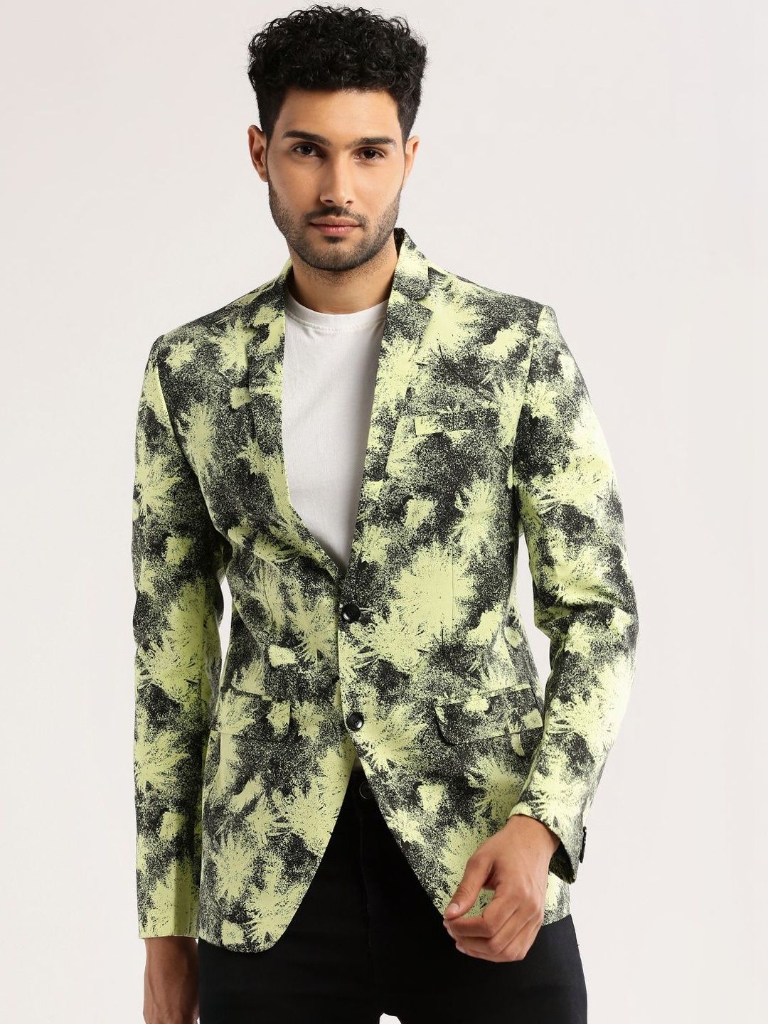 SHOWOFFFF Printed Notched Lapel Long Sleeves Single-Breasted Blazers-image-19