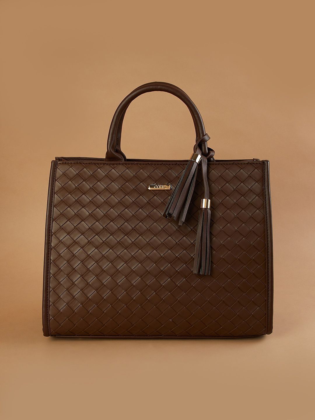 CODE by Lifestyle Textured Structured Handheld Bag with Tasselled-picture-34