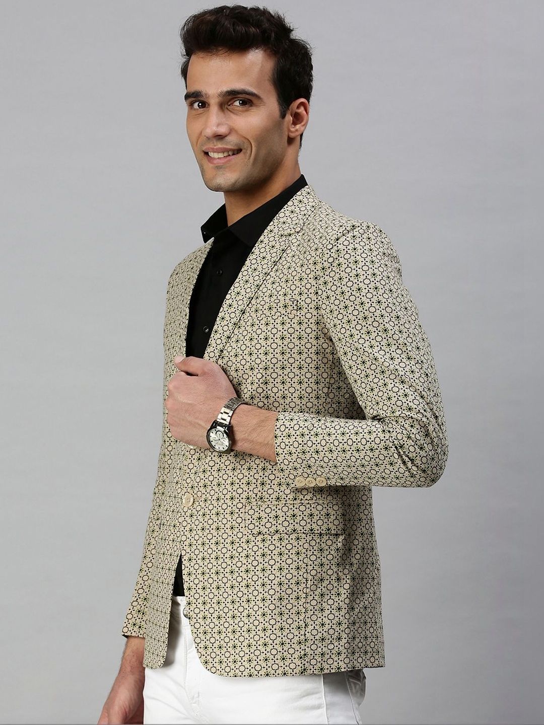 SHOWOFFFF Printed Slim-Fit Single Breasted Blazer-picture-48