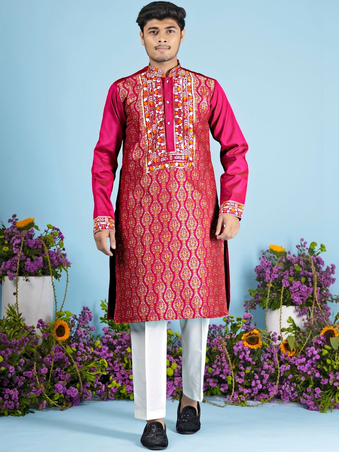 House Of Sanskruti Men Jacquard Handloom Kurta-picture-48