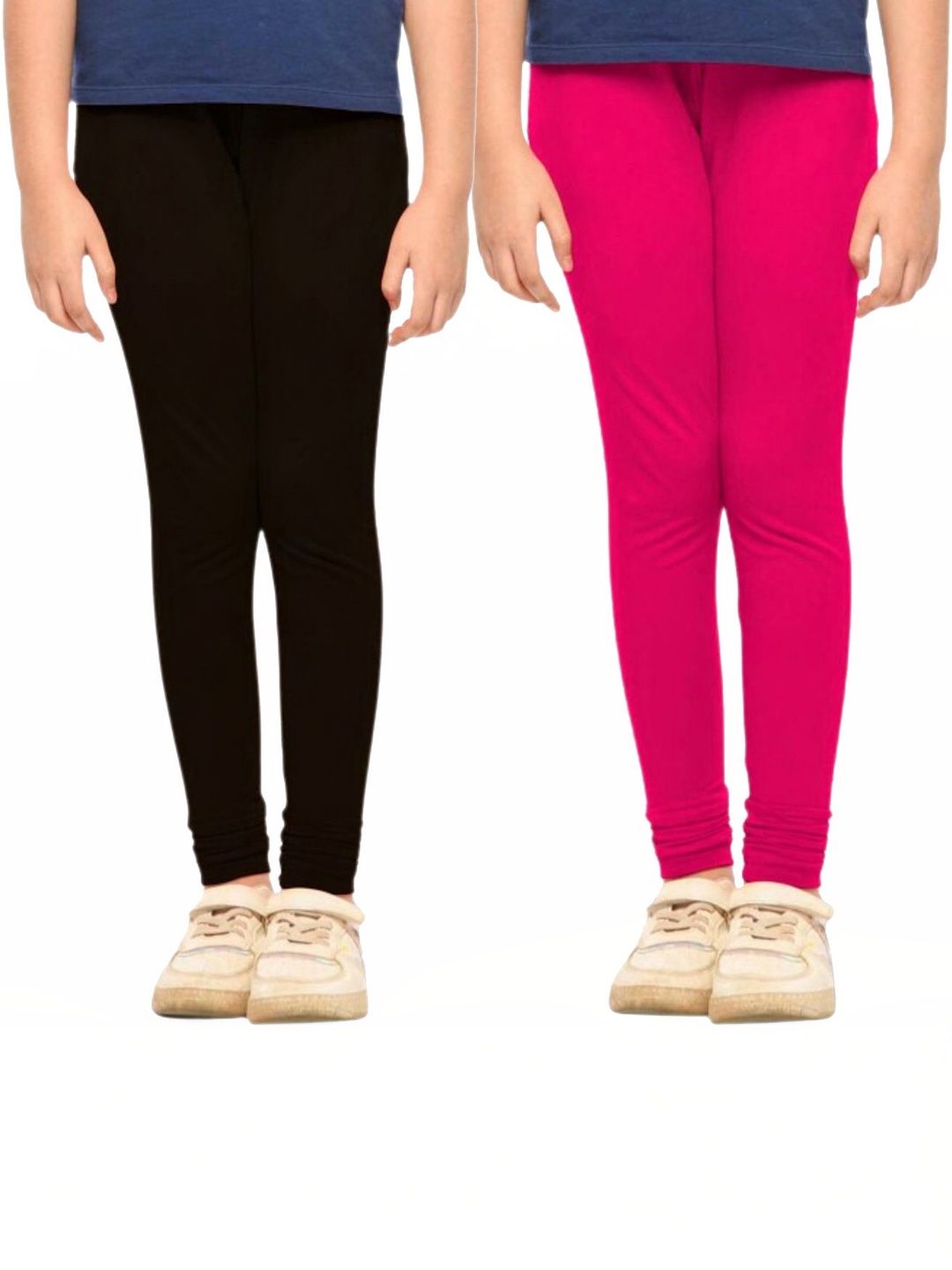 YK Girls Pack of 2 Cotton Churidar Length Leggings-image-27