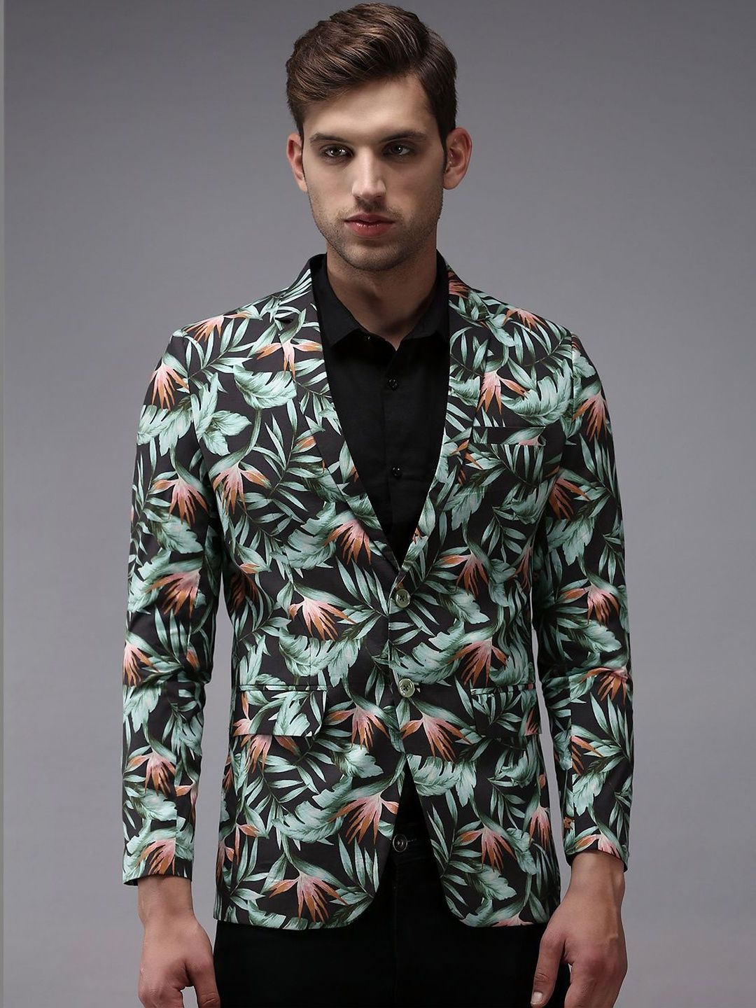 SHOWOFFFF Printed Slim-Fit Single Breasted Blazer-picture-38
