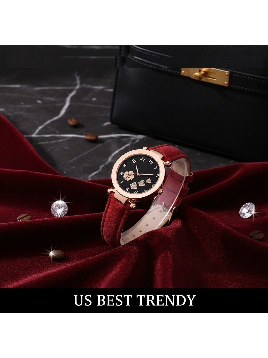 Moover Women Patterned Dial & Leather Bracelet Style Straps Analogue Automatic Watch BFlther-RED-J1-image-23
