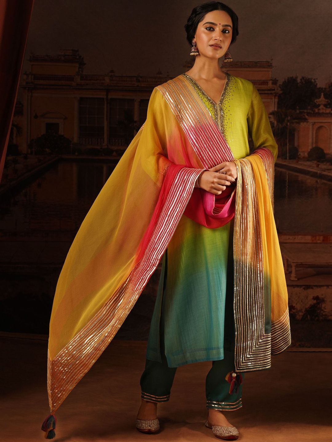 JAYPORE Embroidered Dupatta with Gotta Patti-image-49