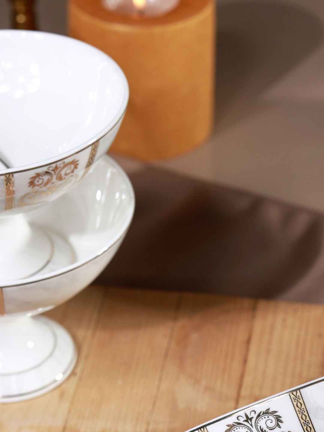 vigneto Gold-Toned & White Printed Porcelain Glossy Cups Set of Cups and Mugs-image-30
