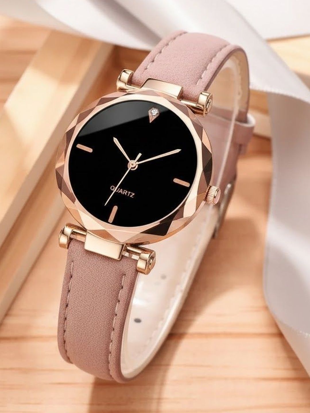 Moover Women Embellished Dial & Leather Straps Analogue Automatic Watch 4pointLTR-PNK-J1-image-16