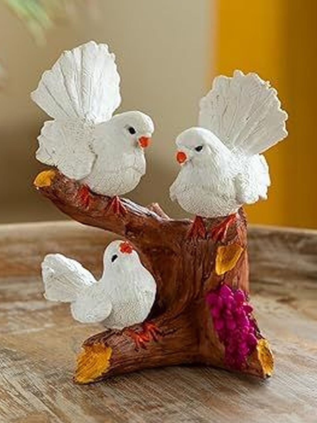 JERRY DECORE White Handcrafted Resin Love Birds on Tree Showpiece-image-9