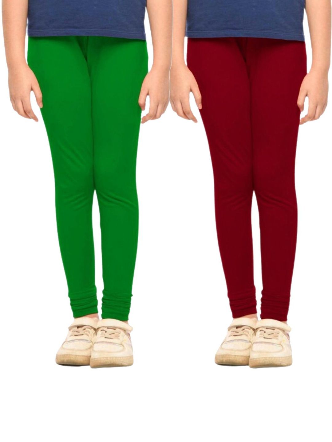 YK Girls Pack of 2 Cotton Churidar Length Leggings-picture-58