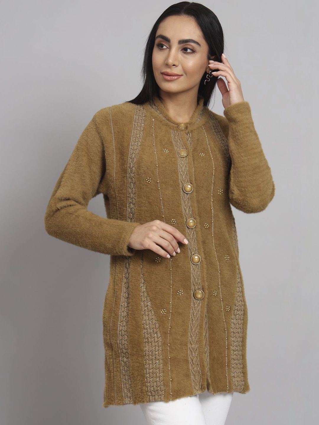 eKools Women Speckled Woollen Longline Cardigan-picture-20