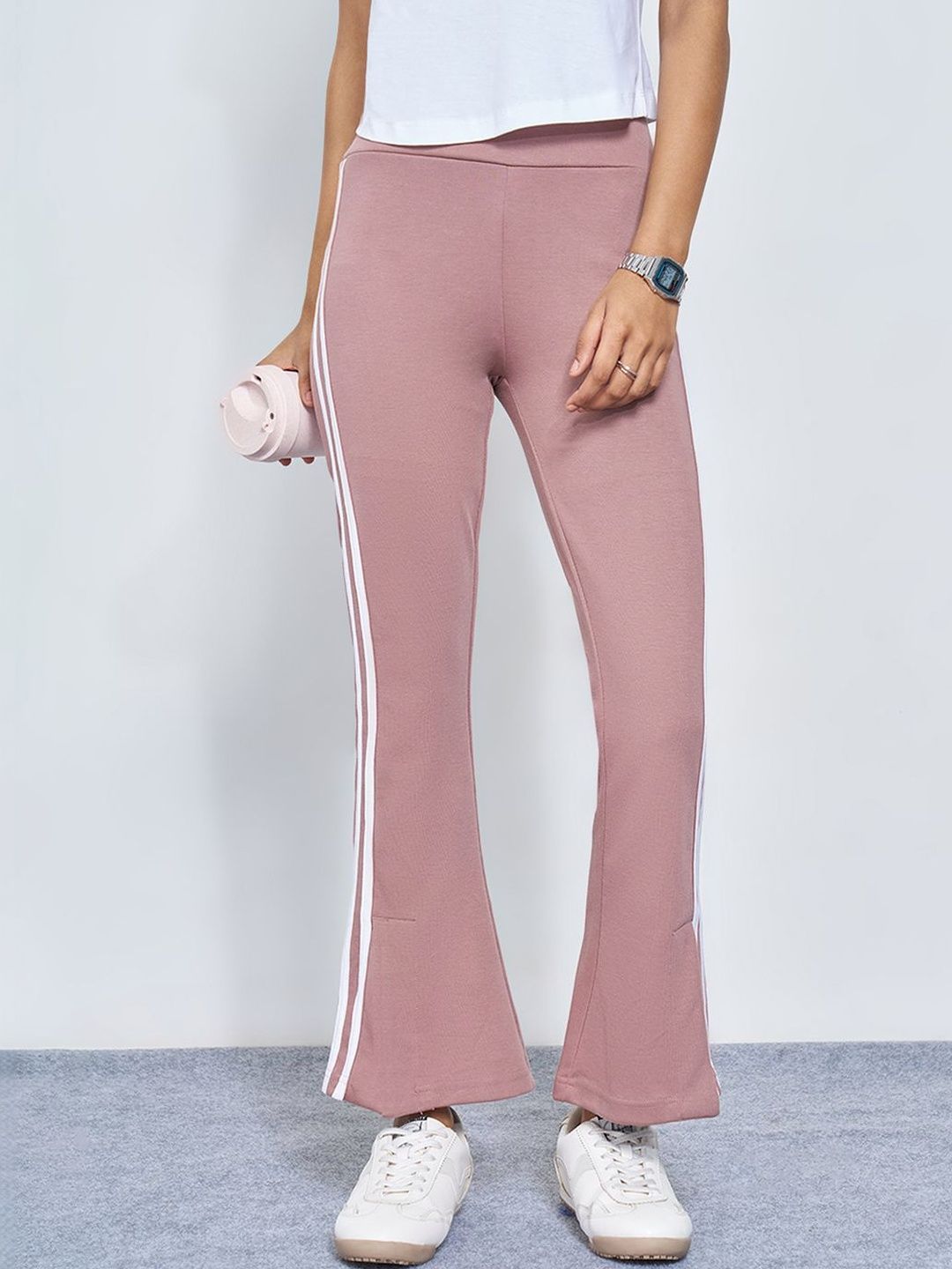 SF JEANS by Pantaloons Women Striped High-Rise Flared Ankle-Length Tights-picture-35