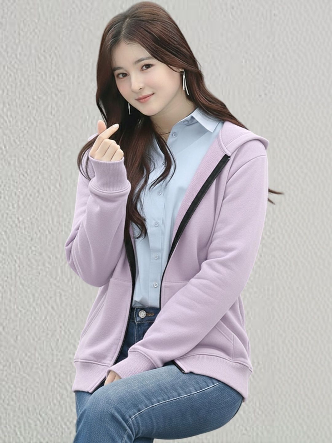 Parona Women Fleece Lightweight Open Front Jacket-picture-10