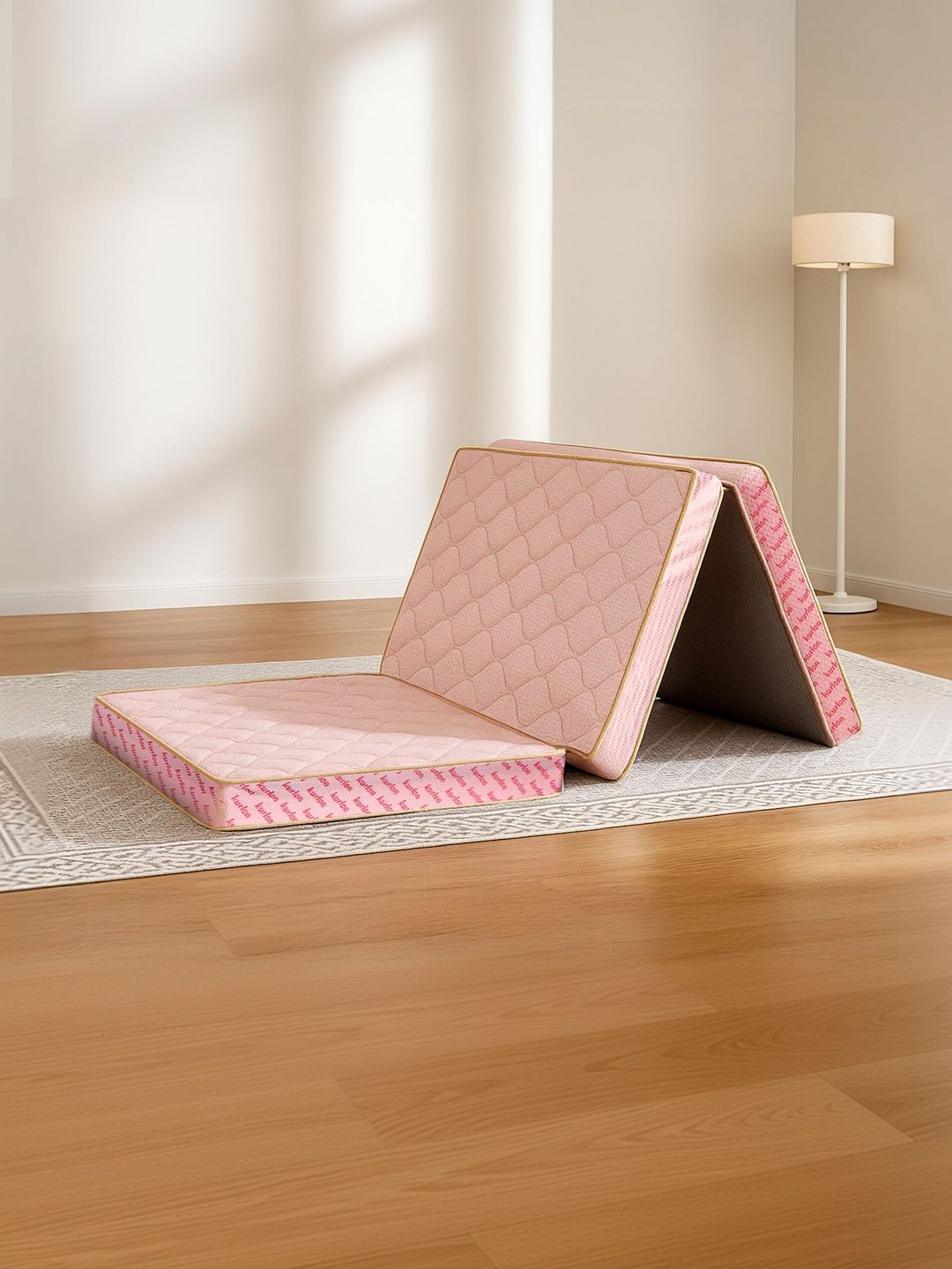 Kurl on Aaram Pink Quilted Tri-Fold Medium-Firm Travel Single Mattress-picture-15