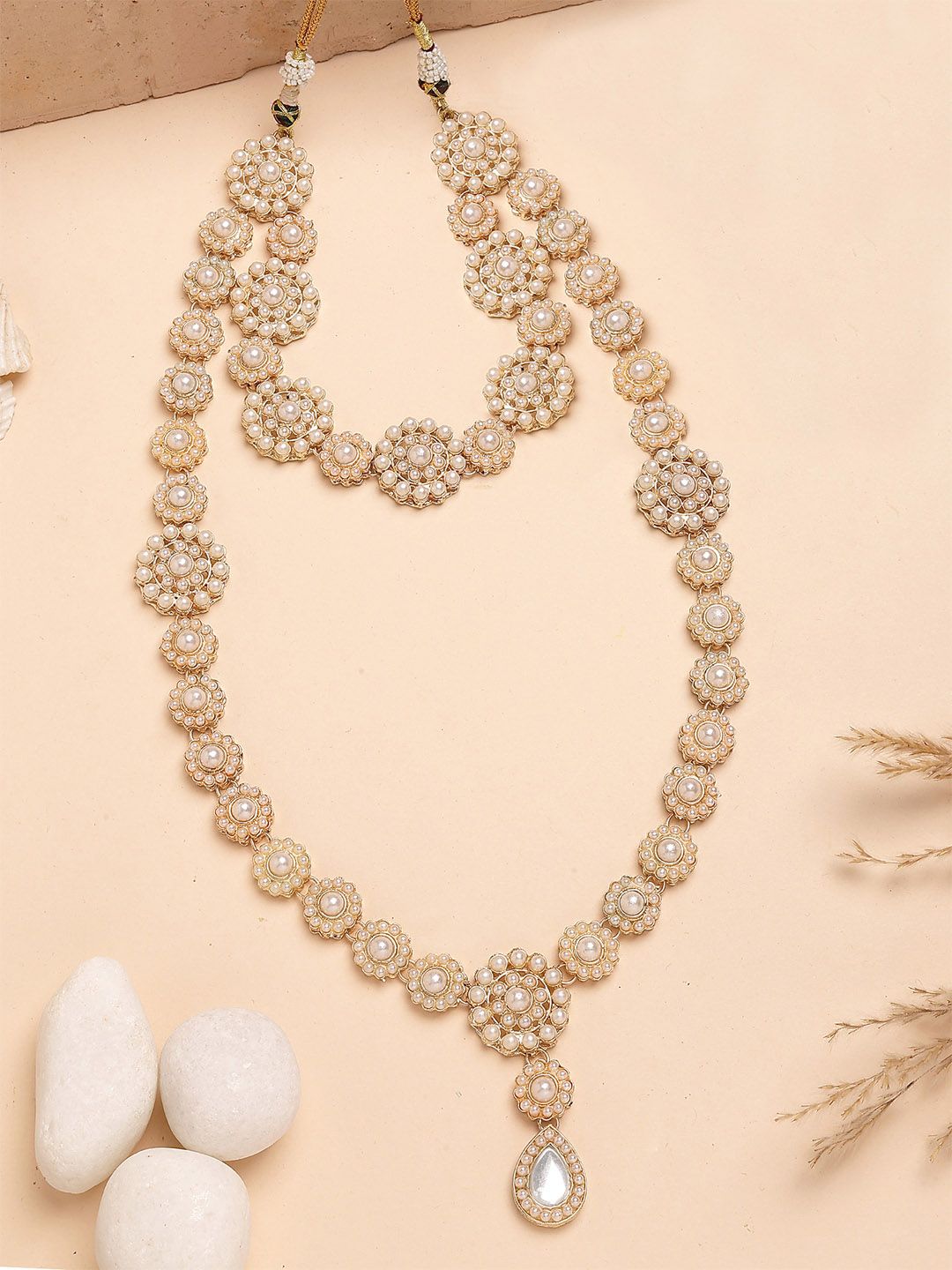 KARATCART Gold-Plated Pearls & Studded Studded Necklace
