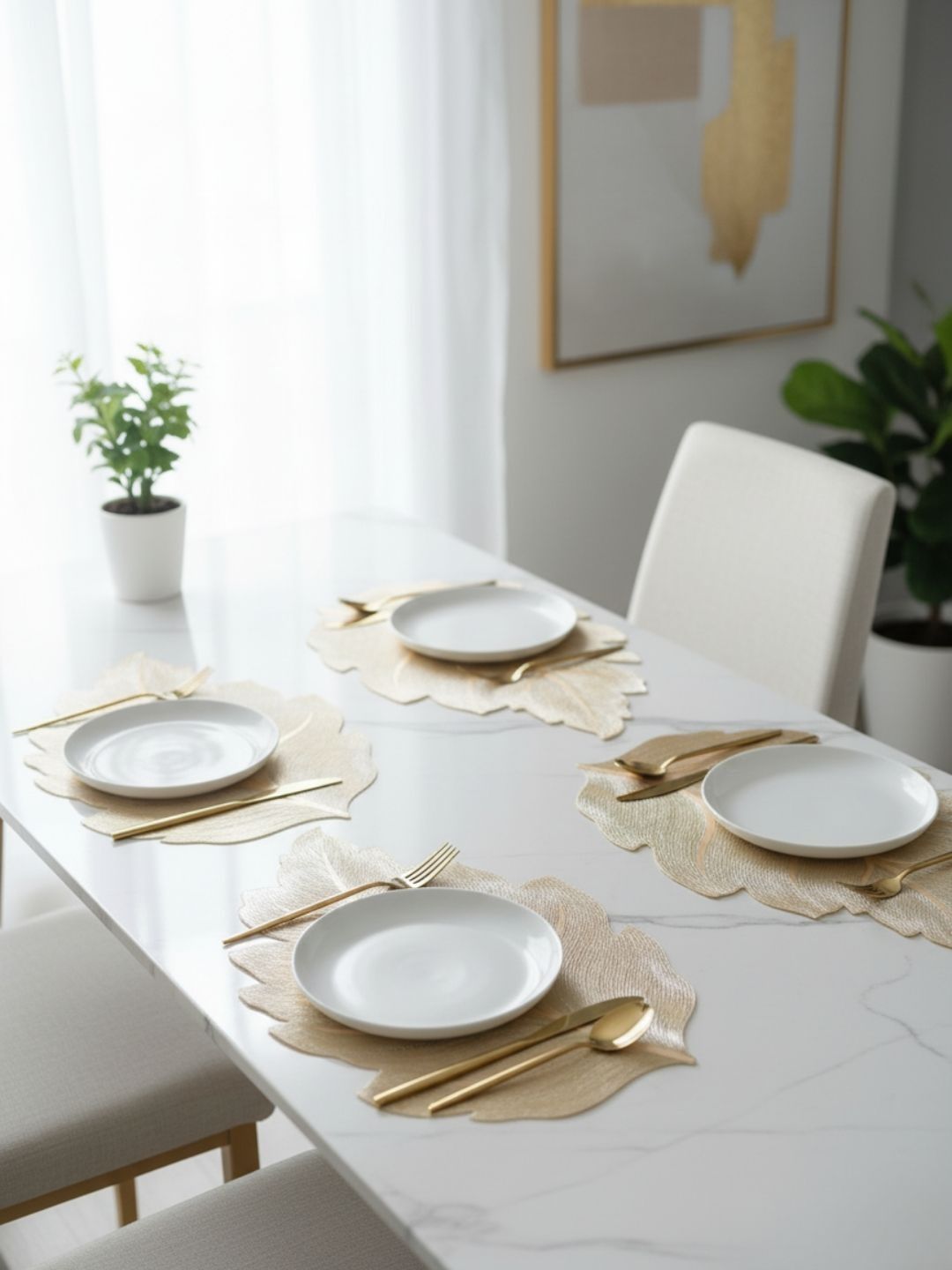 TASKHOUSE 4Pcs Brown Textured Leaf Table Placemats-image-19