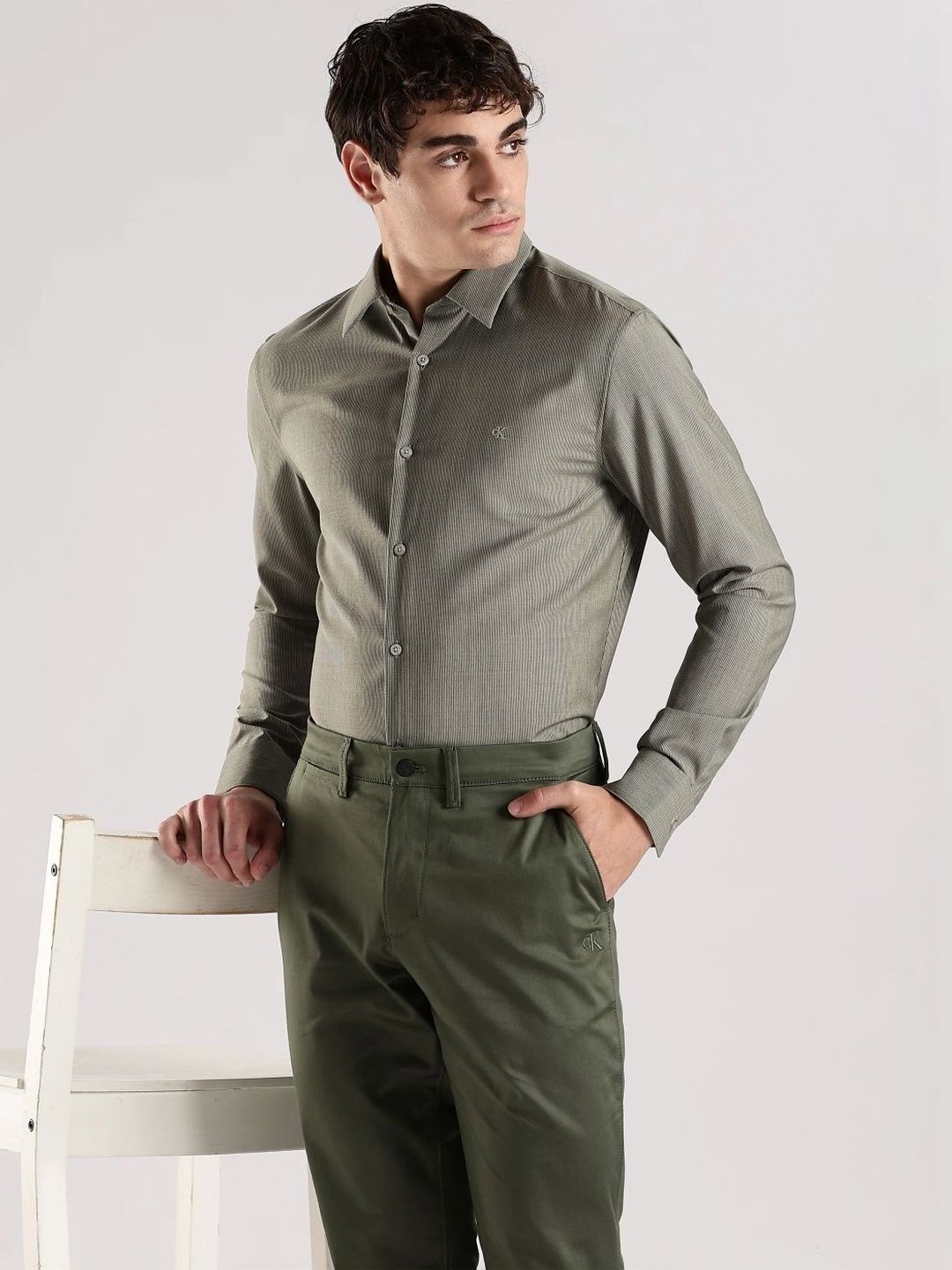 Calvin Klein Jeans Men Slim Fit Pinstripes Striped Casual Shirt-picture-21