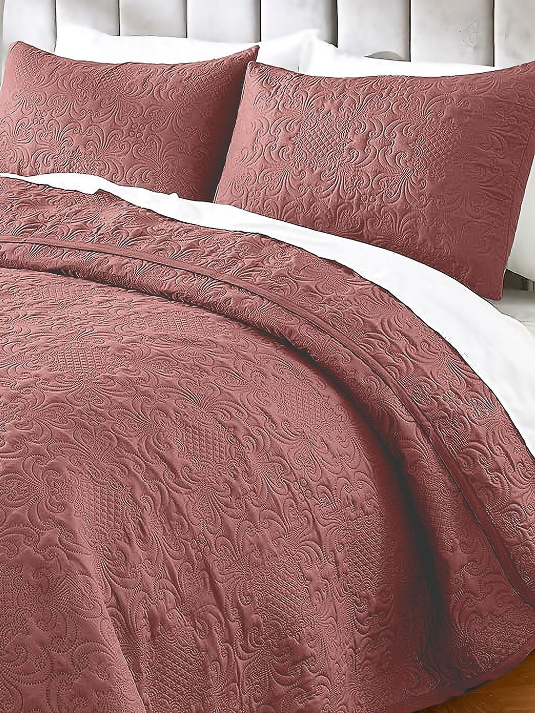 LABHAM Rust Quilted 300 GSM King Bed Cover-image-6