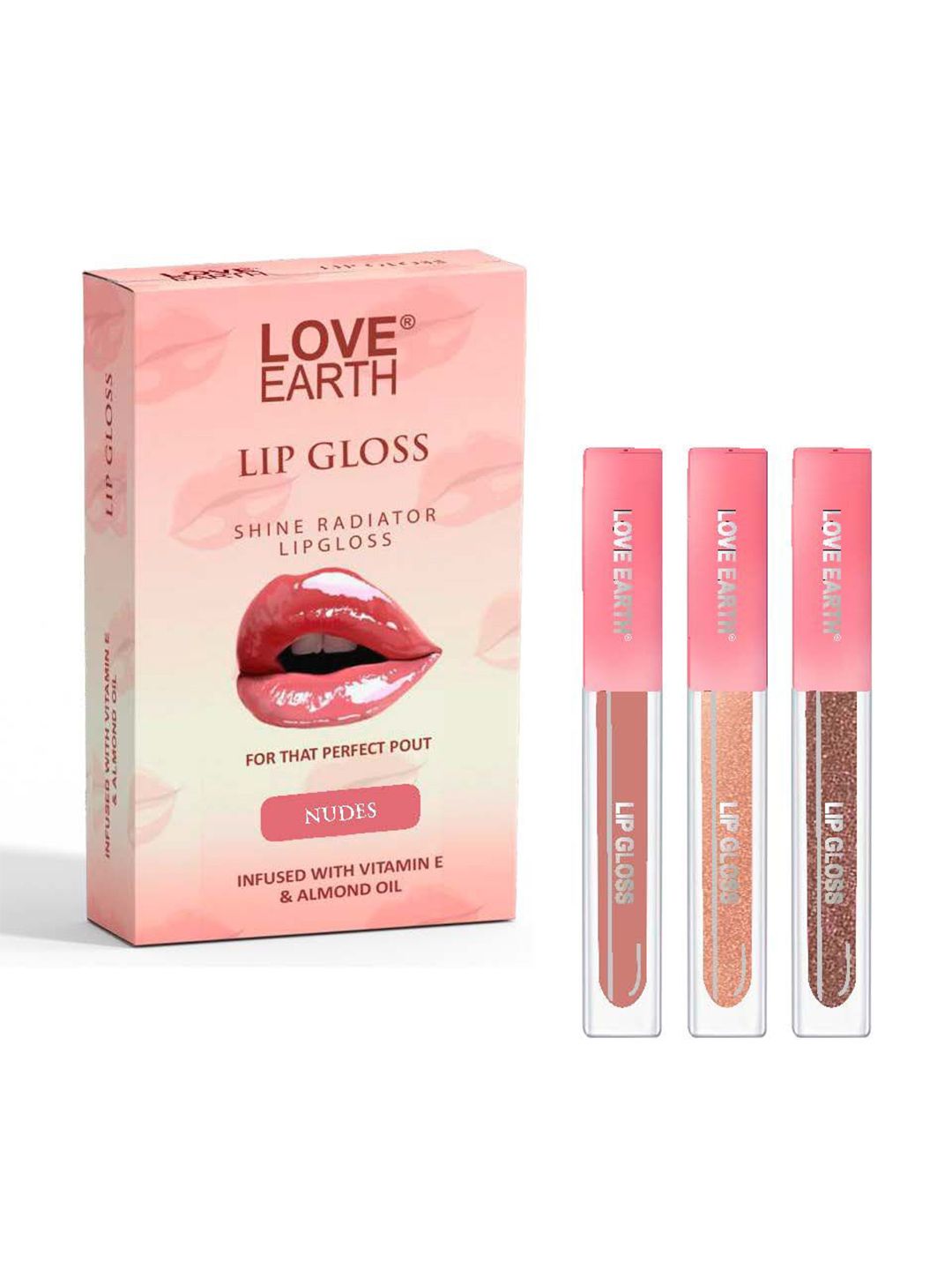 LOVE EARTH Set Of 3 Liquid Lip Gloss Enriched- 2 ml Each- Nudes-picture-49