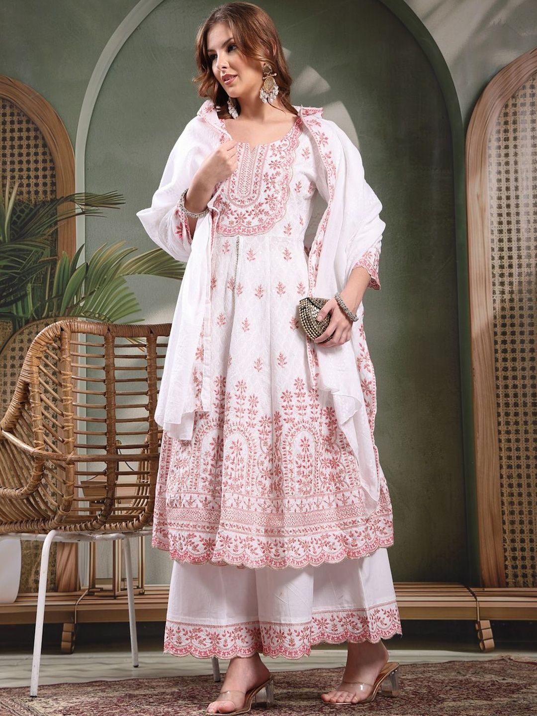 Sangria Embroidered Pure Cotton Round Neck Kurta & Sharara With Dupatta-picture-22
