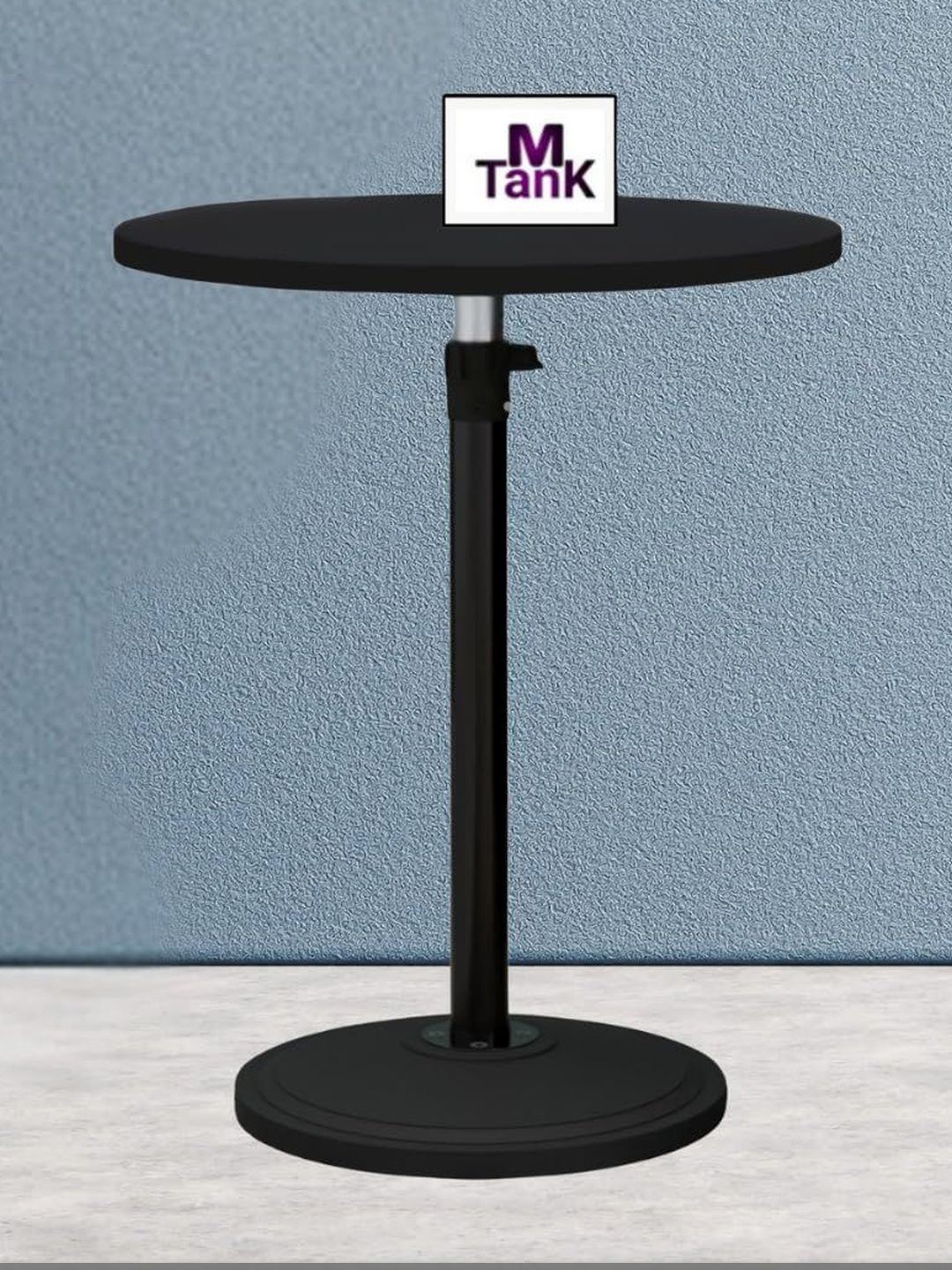 MTANK Black Wooden & Metal Round Adjustable Bedside Table