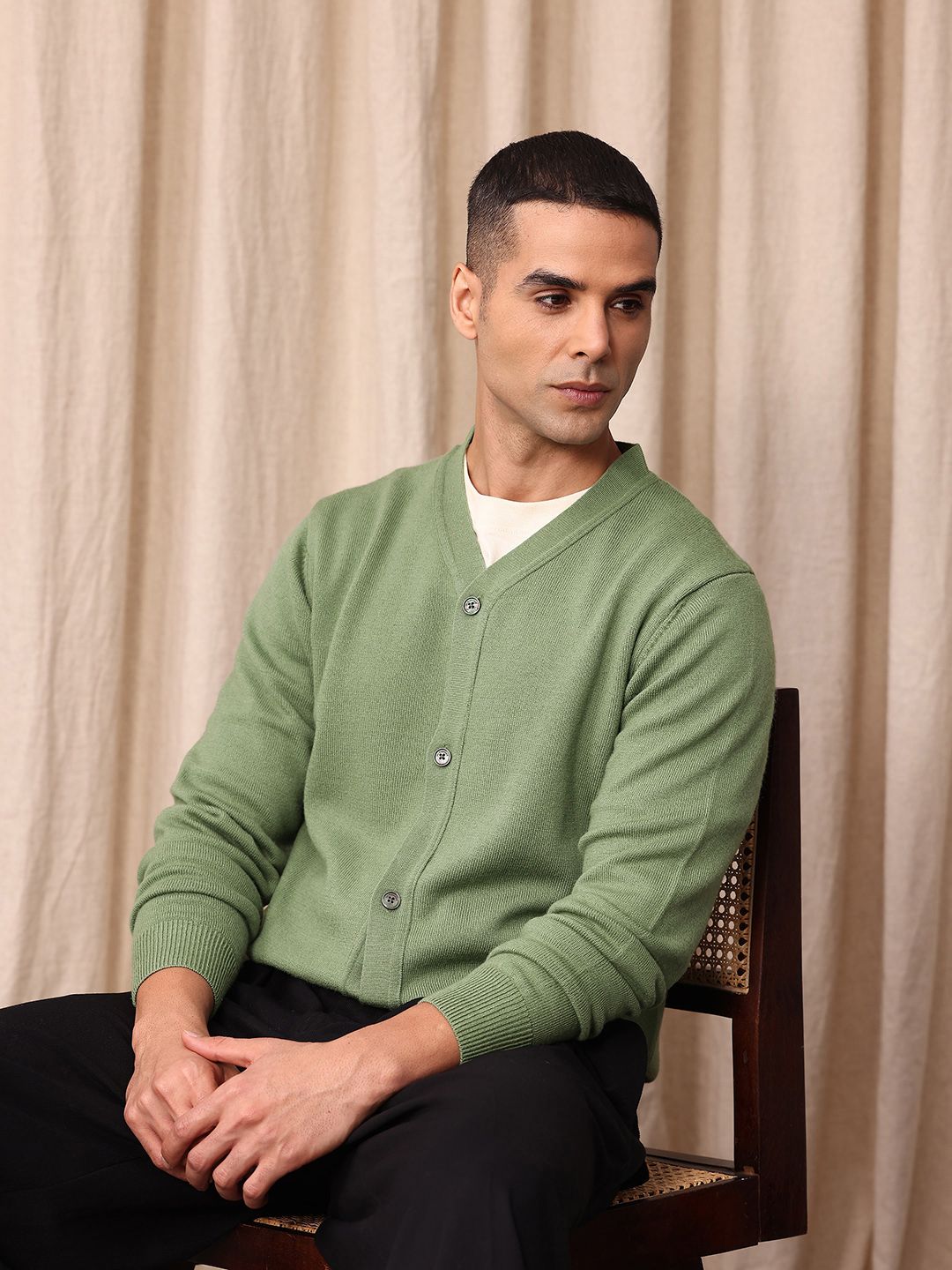 Mr Bowerbird Tailored Fit V-Neck Pure Woollen Cardigan-picture-42