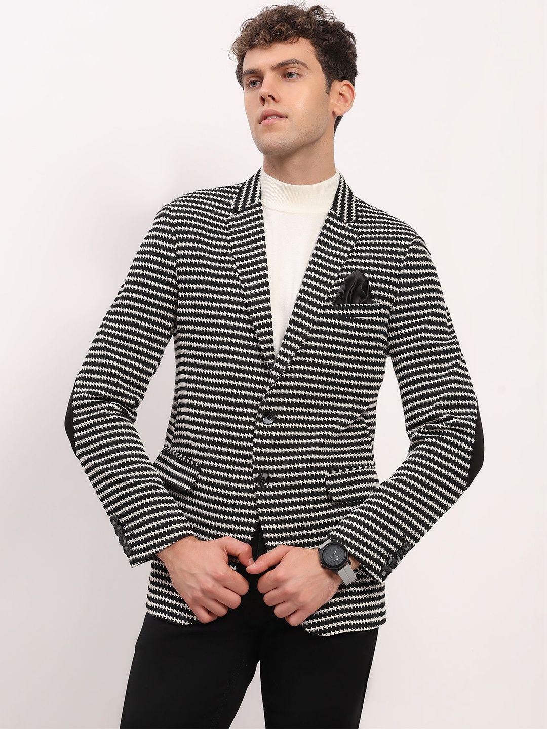 Global Republic Men Self Design Single-Breasted Casual Blazers-picture-22