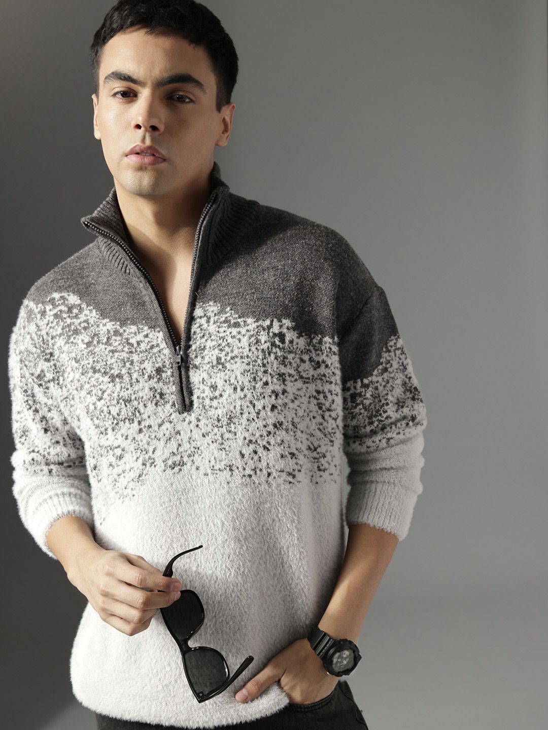 FCUK Self Design High Neck Pullover-picture-12