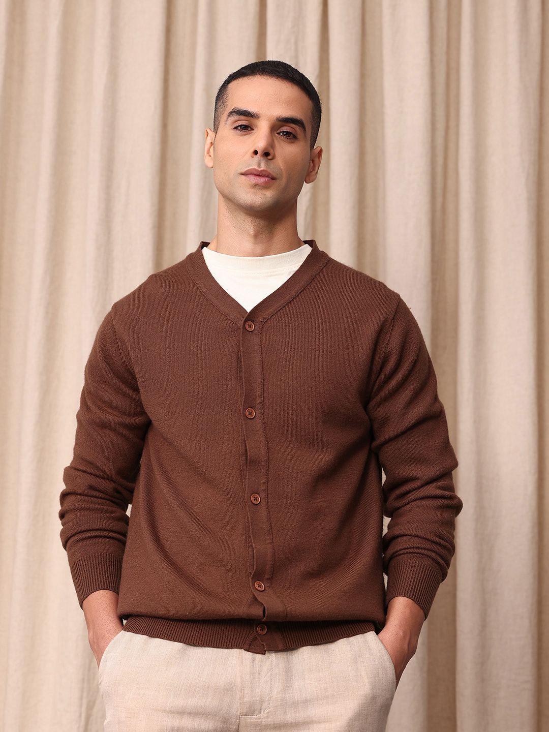 Mr Bowerbird Tailored Fit V-Neck Pure Woollen Cardigan-picture-26
