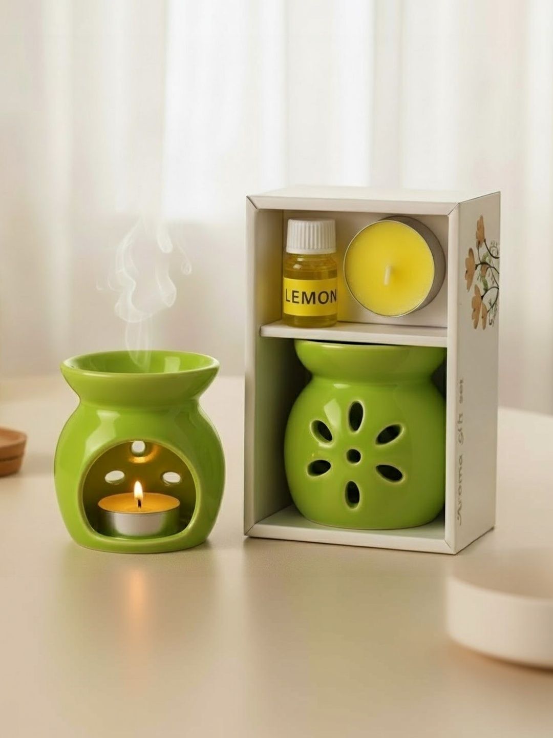 Garden Deco Lemon-Green Ceramic Burner Jar Oil Diffusers-image-28