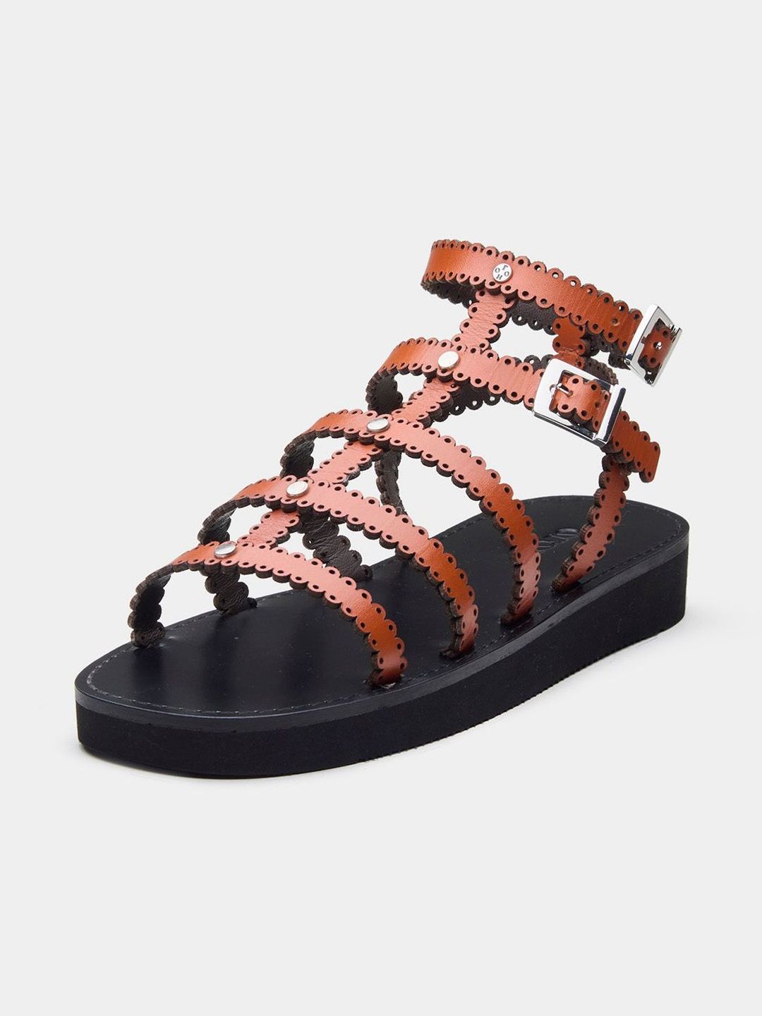 Oroh Women Textured Ethnic Gladiators Flats-picture-14